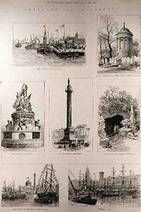 Skitser i Liverpool: The Princes Landing Stage; Huskisson-monumentet på St. James